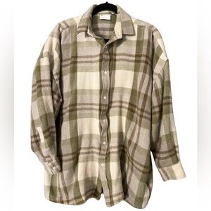 ASOS Olive Tan Cream Plaid Oversized Front Button Flannel Men’s Size Medium